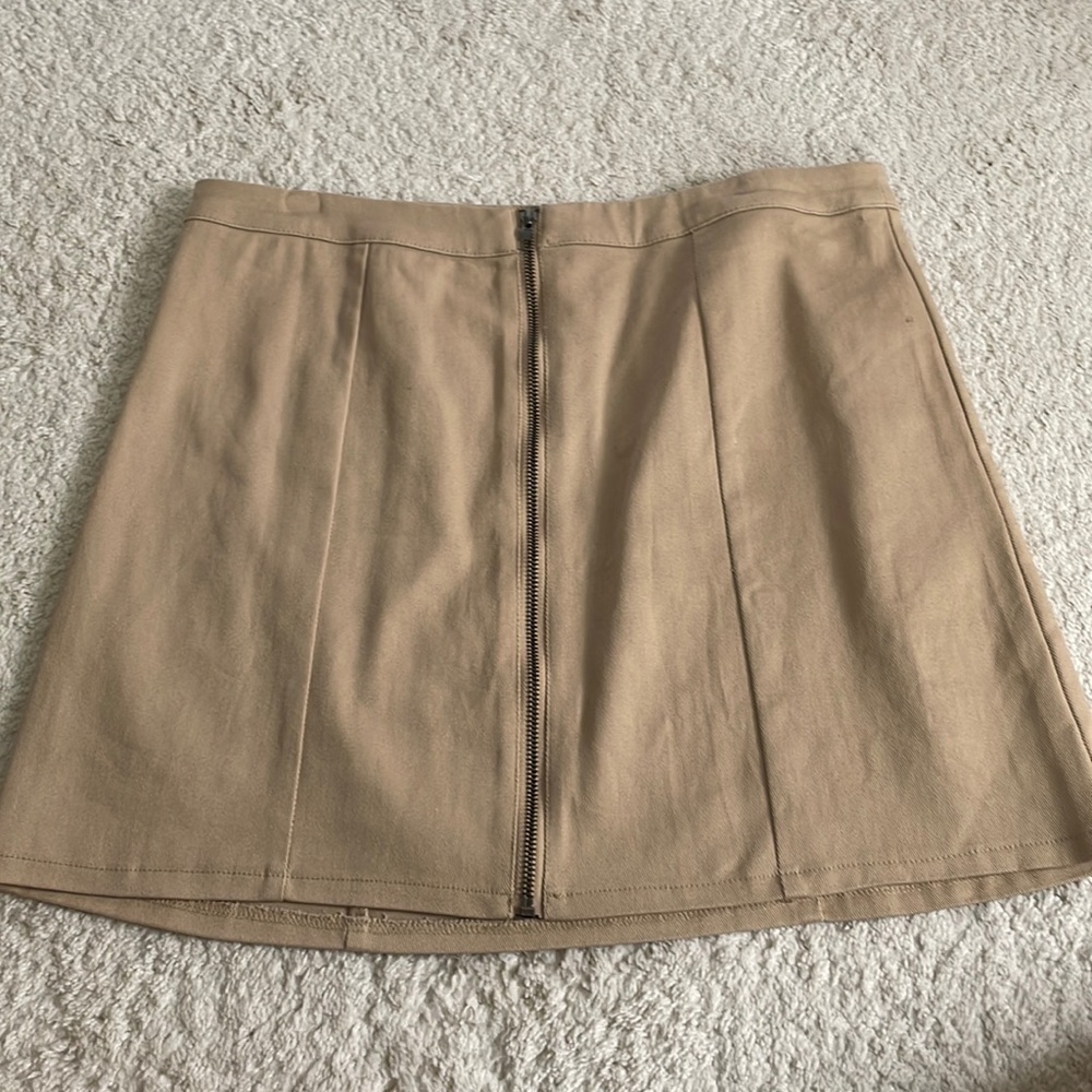 Tan zip up skirt
